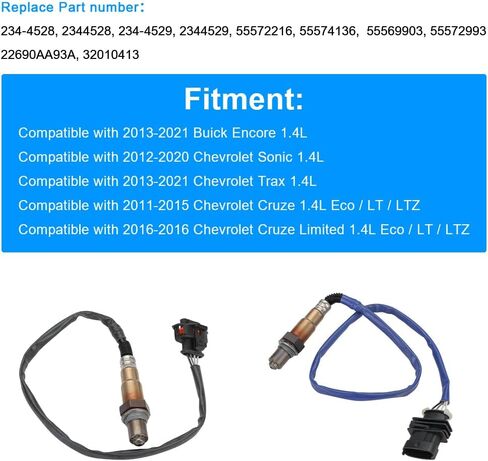 JDMON 2PCS O2 Oxygen Sensor Replacement for 2013-2021 Buick Encore 1.4L, 2012-2020 Chevrolet Sonic, Trax, Cruze Compatible with 2344528, 2344529 in Saudi Arabia