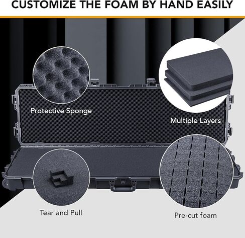 Lykus HC-4210 Waterproof Hard Case with Customizable Foam, Interior size 16.8x5.4x3.5 in, Suitable for long slim items in Saudi Arabia