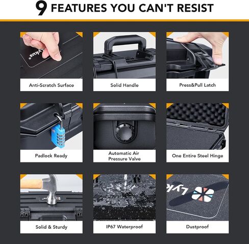 Lykus HC-4210 Waterproof Hard Case with Customizable Foam, Interior size 16.8x5.4x3.5 in, Suitable for long slim items in Saudi Arabia