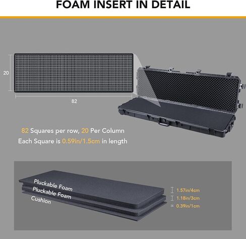 Lykus HC-4210 Waterproof Hard Case with Customizable Foam, Interior size 16.8x5.4x3.5 in, Suitable for long slim items in Saudi Arabia