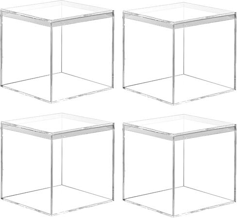 4 Pack Clear Acrylic Box with Lid, 3.9x3.9x3.9 Inch Acrylic Boxes for Display, Small Acrylics Box Clear Plastic Box, Plastic Square Cube for Candy Jewelry Storage Container Boxs in Saudi Arabia