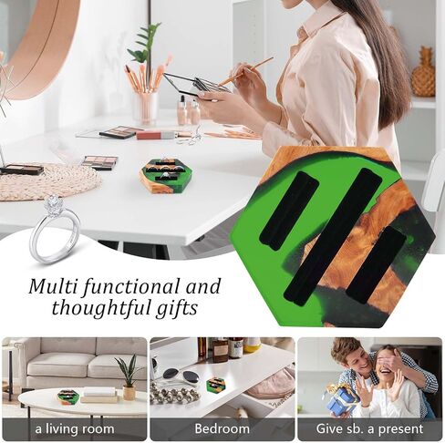 Hexagonal Resin-Wood Jewelry Organizers | Ring Dish,Wedding Ring Box | Jewelry Storage Tray Holds 3-5 Rings | Ring Display Holder Handcrafted Design for Gift, Birthday Mother's Day for Women in Saudi Arabia