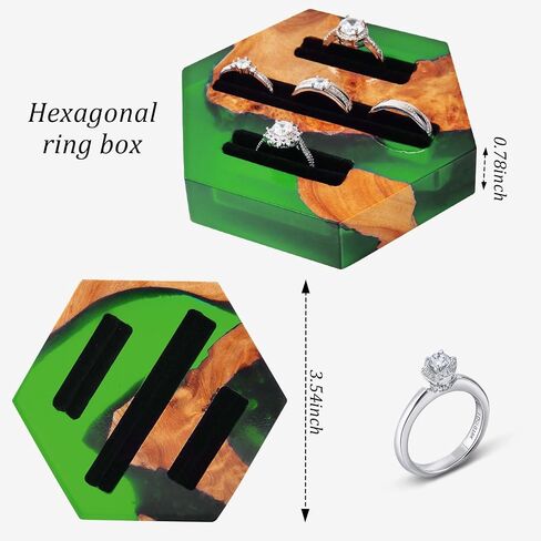 Hexagonal Resin-Wood Jewelry Organizers | Ring Dish,Wedding Ring Box | Jewelry Storage Tray Holds 3-5 Rings | Ring Display Holder Handcrafted Design for Gift, Birthday Mother's Day for Women in Saudi Arabia
