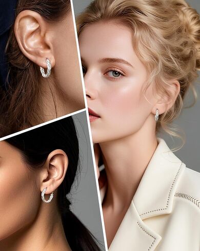 Twisted Gold and Silver Hoop Earrings for Women, 14K Gold Plated, Lightweight & Hypoallergenic, Vintage Round Hoop Jewelry for Sensitive Ears in Kuwait