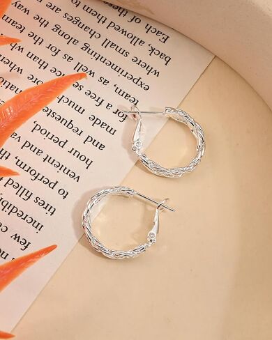 Twisted Gold and Silver Hoop Earrings for Women, 14K Gold Plated, Lightweight & Hypoallergenic, Vintage Round Hoop Jewelry for Sensitive Ears in Kuwait