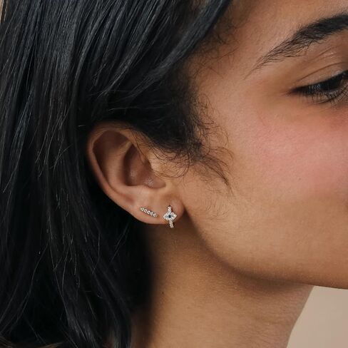 CAITLYNMINIMALIST Pave Huggie Classic Hoop | Lightweight Drop Dangle Charm Mini Huggie Hoop Earrings for Women Gift for Her in Saudi Arabia