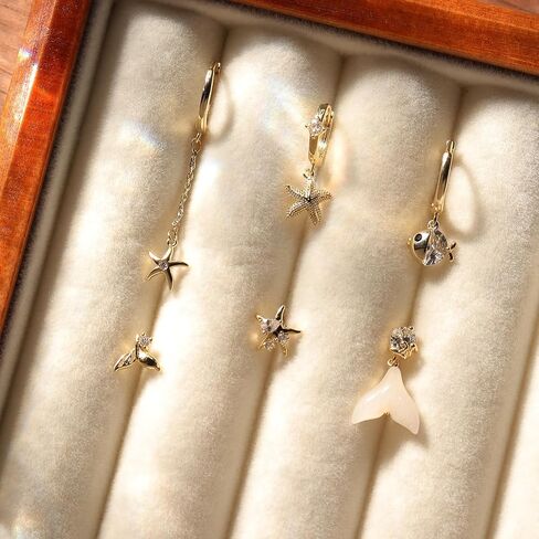 Sonateomber Gold Small Hoop أقراط تم تعيينها للنساء ، وشيك CZ Rhinestone Pearl Star Star Moon Leaf Stain stud stud stacks cartilage beach planet ering in Kuwait