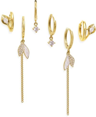 Sonateomber Gold Small Hoop أقراط تم تعيينها للنساء ، وشيك CZ Rhinestone Pearl Star Star Moon Leaf Stain stud stud stacks cartilage beach planet ering in Kuwait