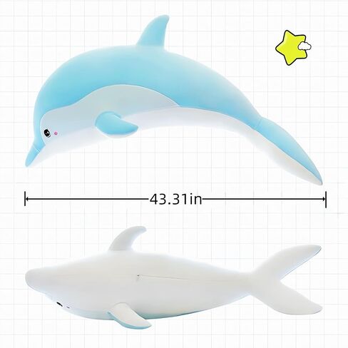 Dolphin Stuffed Animals Cuddle Pillow,43" Giant Stuffed Plush Animal Pillow Soft Marine Ocean Plush Dolphin Gifts for Every Age（Pink） in Saudi Arabia