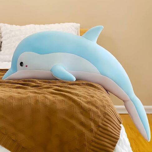 Dolphin Stuffed Animals Cuddle Pillow,43" Giant Stuffed Plush Animal Pillow Soft Marine Ocean Plush Dolphin Gifts for Every Age（Pink） in Saudi Arabia