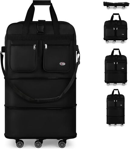 30'''36''40''''Rolling Duffle Bag مع عجلات ، حقيبة داكز قابلة للتوسيع للسفر للرجال للنساء ، قابلة للطي#40''black in Kuwait