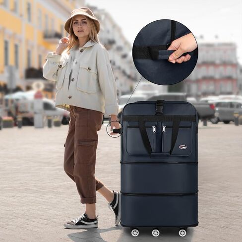 30'''36''40''''Rolling Duffle Bag مع عجلات ، حقيبة داكز قابلة للتوسيع للسفر للرجال للنساء ، قابلة للطي#40''black in Kuwait