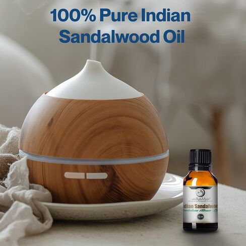 uh*Roh*Muh Premium Mysore 10 ml Sandalwood Essential Oil - 100% Natural Sandalwood Oil with Long-Lasting, Intense Santalol Fragrance | Therapeutic Quality, Calming and Soothing for Mind and Body in Kuwait