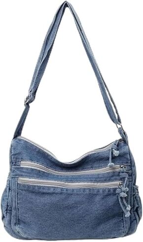 Denim Purses for Women Denim Crossbody Handbags Jean Casual Lightweight Shoulder Tote Purse in Kuwait