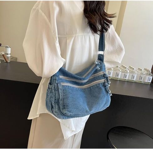 Denim Purses for Women Denim Crossbody Handbags Jean Casual Lightweight Shoulder Tote Purse in Kuwait