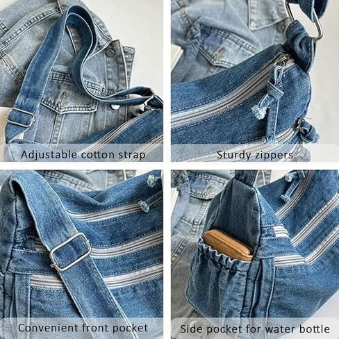 Denim Purses for Women Denim Crossbody Handbags Jean Casual Lightweight Shoulder Tote Purse in Kuwait