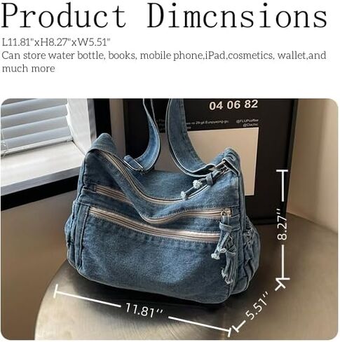 Denim Purses for Women Denim Crossbody Handbags Jean Casual Lightweight Shoulder Tote Purse in Kuwait