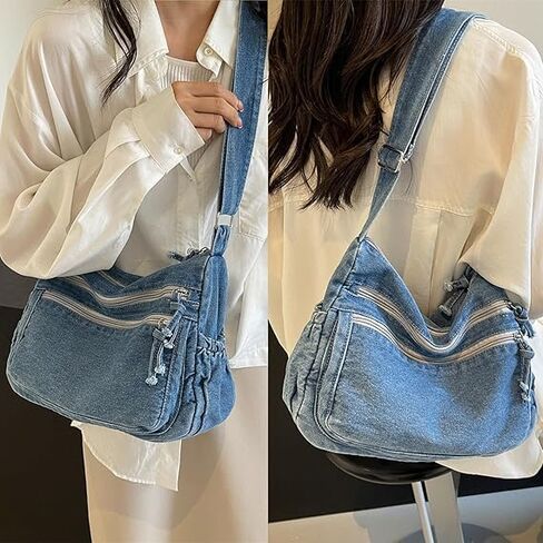 Denim Purses for Women Denim Crossbody Handbags Jean Casual Lightweight Shoulder Tote Purse in Kuwait