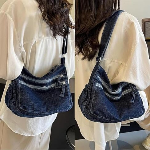 Denim Purses for Women Denim Crossbody Handbags Jean Casual Lightweight Shoulder Tote Purse in Kuwait
