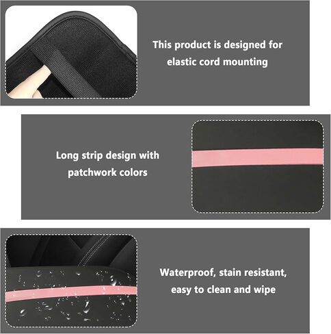 Car Center Console Cover,Leather Arm Rest Cover for Car Keep Scratches on Center Console,Striped Patchwork Middle Console Cover Car Accessories Interior for Most Vehicles (Black/Pink) in Kuwait