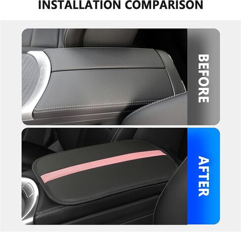 Car Center Console Cover,Leather Arm Rest Cover for Car Keep Scratches on Center Console,Striped Patchwork Middle Console Cover Car Accessories Interior for Most Vehicles (Black/Pink) in Kuwait