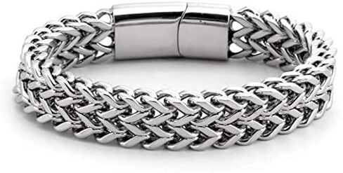 Double Flange Stainless Steel Chain Bracelet, Punk Rock Style, Men's Fashion Jewelry in Saudi Arabia