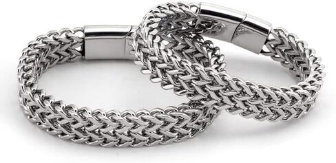 Double Flange Stainless Steel Chain Bracelet, Punk Rock Style, Men's Fashion Jewelry in Saudi Arabia