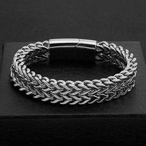 Double Flange Stainless Steel Chain Bracelet, Punk Rock Style, Men's Fashion Jewelry in Saudi Arabia