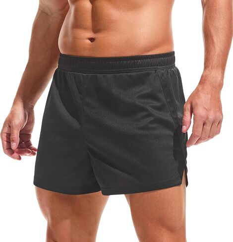 AMY COULEE Mens Mesh Athletic Shorts 3" Workout Gym Quick Dry Running Shorts with Drawstring in Kuwait