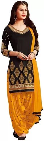 Readymade Punjabi Salwar Suit of Crepe Fabric with Chiffon Dupatta for Women in Saudi Arabia