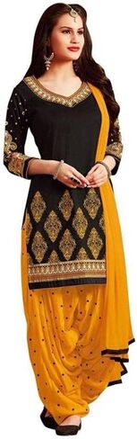 Readymade Punjabi Salwar Suit of Crepe Fabric with Chiffon Dupatta for Women in Saudi Arabia