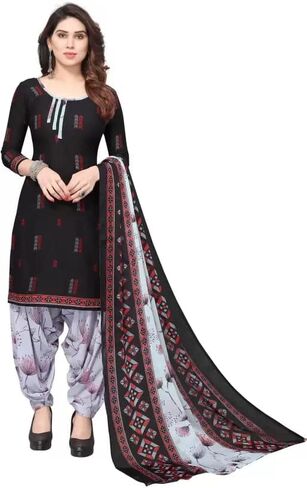 Readymade Punjabi Salwar Suit of Crepe Fabric with Chiffon Dupatta for Women in Saudi Arabia