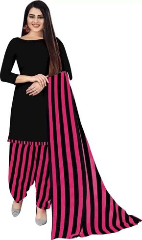 Readymade Punjabi Salwar Suit of Crepe Fabric with Chiffon Dupatta for Women in Saudi Arabia