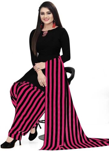 Readymade Punjabi Salwar Suit of Crepe Fabric with Chiffon Dupatta for Women in Saudi Arabia