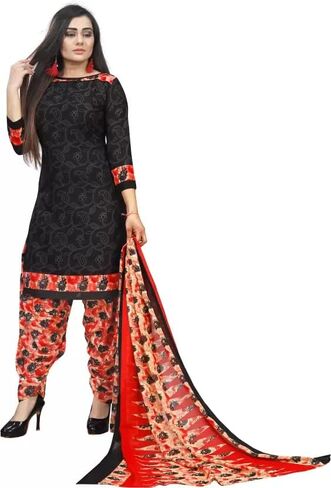 Readymade Punjabi Salwar Suit of Crepe Fabric with Chiffon Dupatta for Women in Saudi Arabia