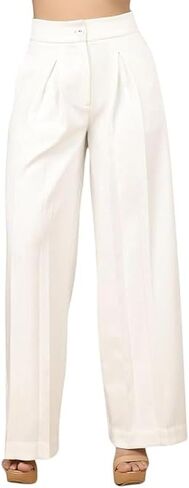 Women's High Waisted White Formal Pants with Pockets in Saudi Arabia