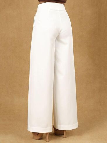 Women's High Waisted White Formal Pants with Pockets in Saudi Arabia