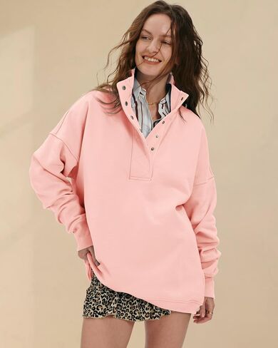 Women's Oversized Sweatshirts Casual Button Henley Neck Pullover Tops Fashion Outfits Clothes in Saudi Arabia