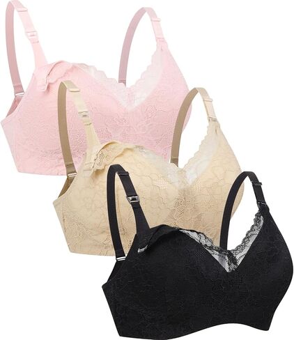 Suekaphin Lace Nursing Bra Wire-Free Fixed Cups for Maternity Breastfeeding Postpartum Women for Nursing Everyday Comfort in Kuwait