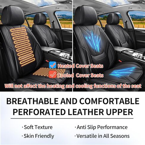 Car Seat Covers Full Set for Most Cars,Nappa Leather Car Seat Cover,Waterproof Non-Slip Edge Wrapping Car Seat Protector,Fit for Trucks, SUVs,Sedan (Black&White) (Fullset) in Kuwait