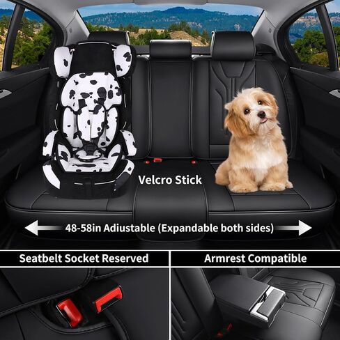 Car Seat Covers Full Set for Most Cars,Nappa Leather Car Seat Cover,Waterproof Non-Slip Edge Wrapping Car Seat Protector,Fit for Trucks, SUVs,Sedan (Black&White) (Fullset) in Kuwait