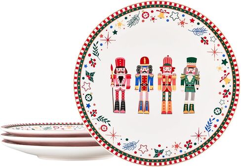 Bico Santa On The Way 11 inch Dinner Plates, Set of 4, for Pasta, Salad, Maincourse, Microwave & Dishwasher Safe in Kuwait