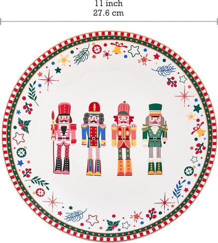 Bico Santa On The Way 11 inch Dinner Plates, Set of 4, for Pasta, Salad, Maincourse, Microwave & Dishwasher Safe in Kuwait