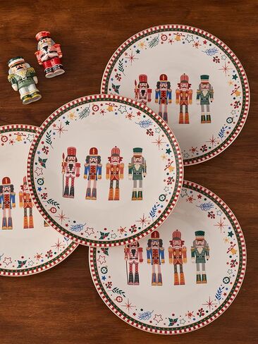 Bico Santa On The Way 11 inch Dinner Plates, Set of 4, for Pasta, Salad, Maincourse, Microwave & Dishwasher Safe in Kuwait