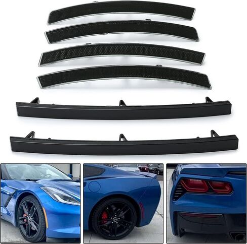 العلامات الجانبية مصابيح وعاكس مصد خلفي متوافق مع 2014-2019 جميع طرازات Chevy Chevrolet Corvette C7 LED العدسة المدخنة الأمامية والخلفية المصباح العاكس 6pcs in Saudi Arabia