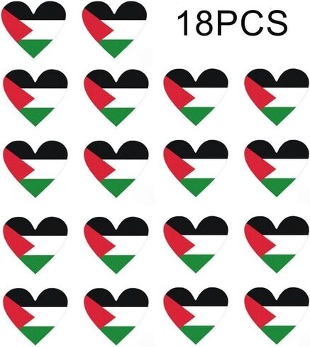 18Pcs Palestine Flag Sticker,Palestine Flag Decal,i Stand with Palestine,Free Palestine Sticker,Heart Shape,i Love,for Car Window Waterproof Bumper Bumper Stickers in Saudi Arabia