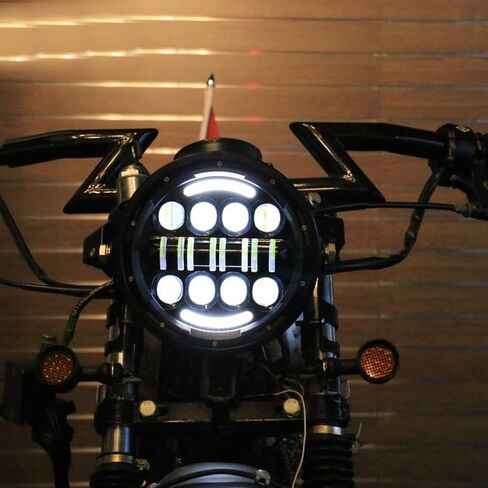 7 بوصة 60W دراجة نارية LED LED LED مصباح رأس 12-36V جولة المصباح الأمامي 3400LM 6500K لجروم 125 MSX125 2013-2016 Ducati Venom X12RS 125 (قشرة اللون الأسود A) in Kuwait