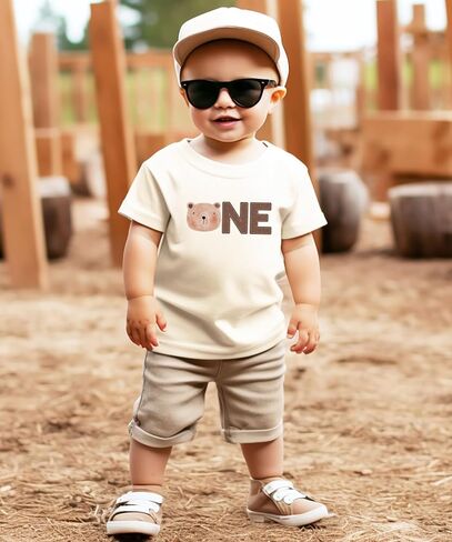 Olive Loves Apple First Birthday Shirt for Boys 1st Birthday Bear Themed Tee for Kids in Saudi Arabia