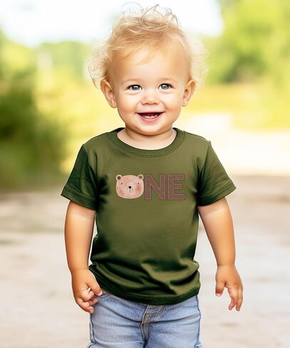 Olive Loves Apple First Birthday Shirt for Boys 1st Birthday Bear Themed Tee for Kids in Saudi Arabia