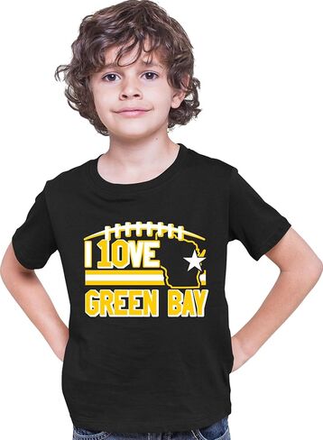 Go All Out I Love Green Bay Wisconsin Outline Mens Women Youth T-Shirt in Saudi Arabia